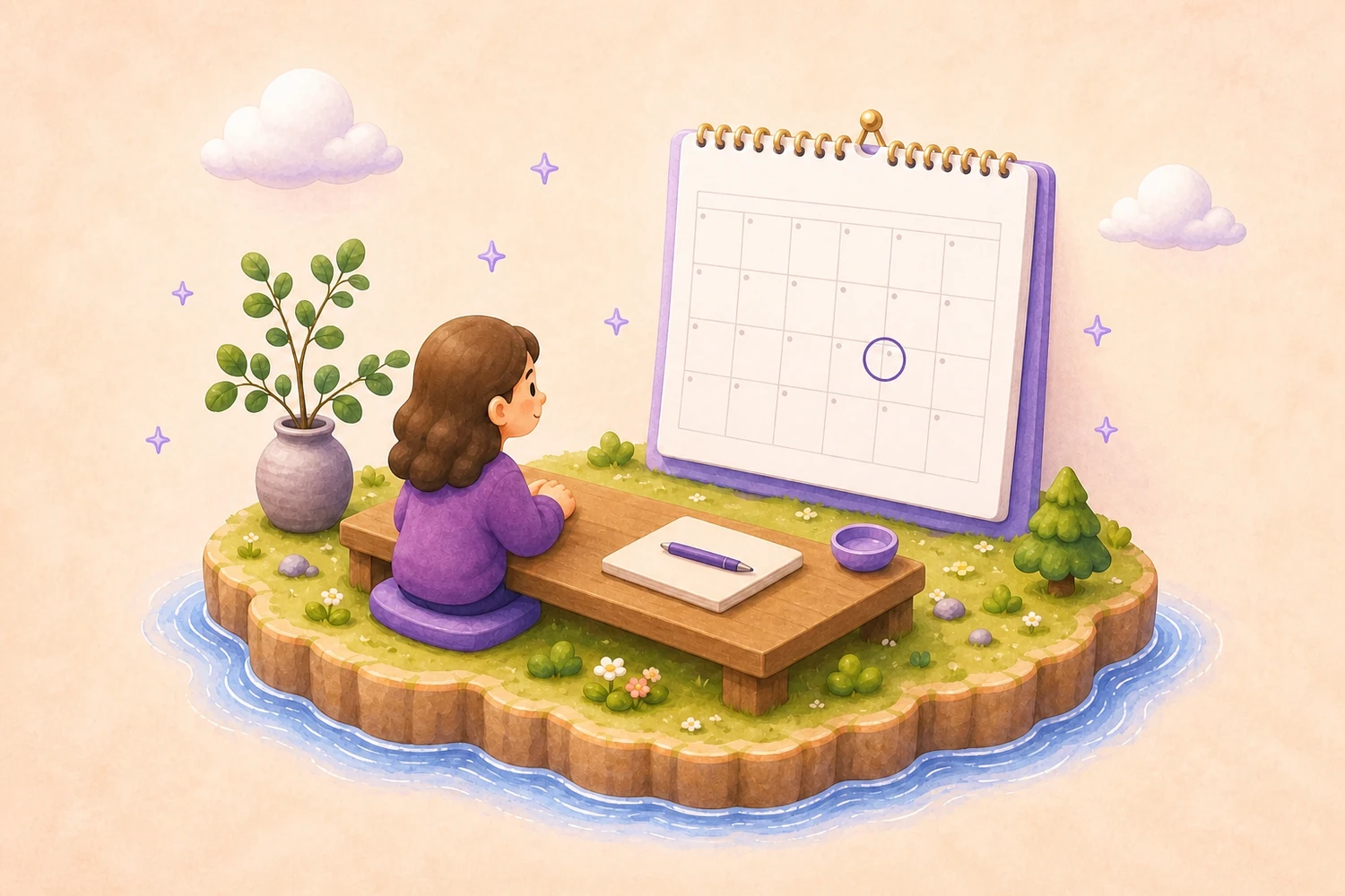 Calendrier mural avec une case entourée au feutre